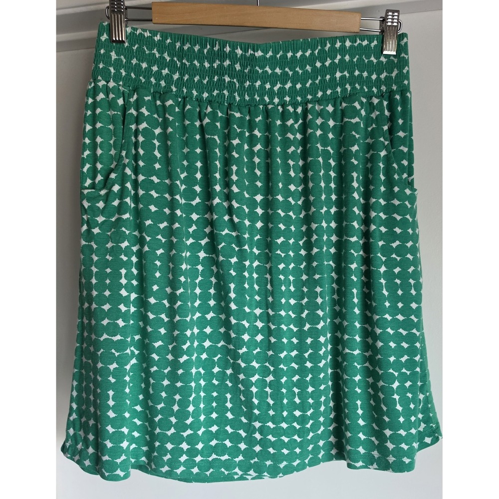 Boden Mini Skirt Size 8 Green White Geometric Casual Straight Pencil Wrap